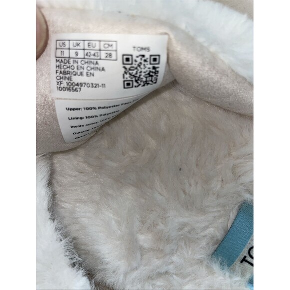 Toms Comfy Slippers Women's Size 11 M White Fleece Slip On Comfort Cross Strap - Picture 4 of 12